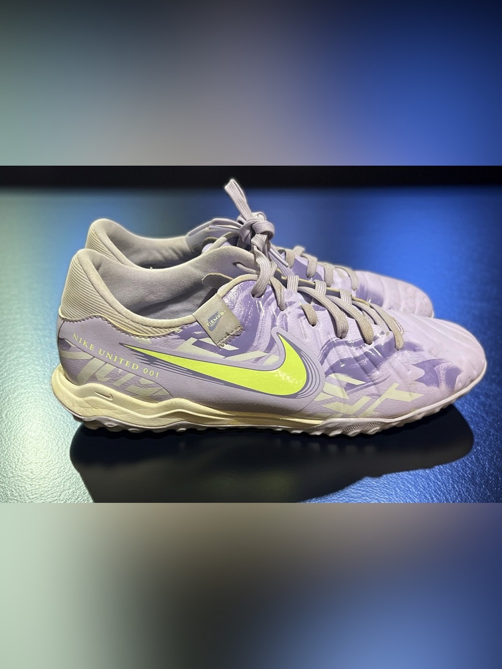 Nike Women’s Lavender and Lime Tiempo Training Sneakers